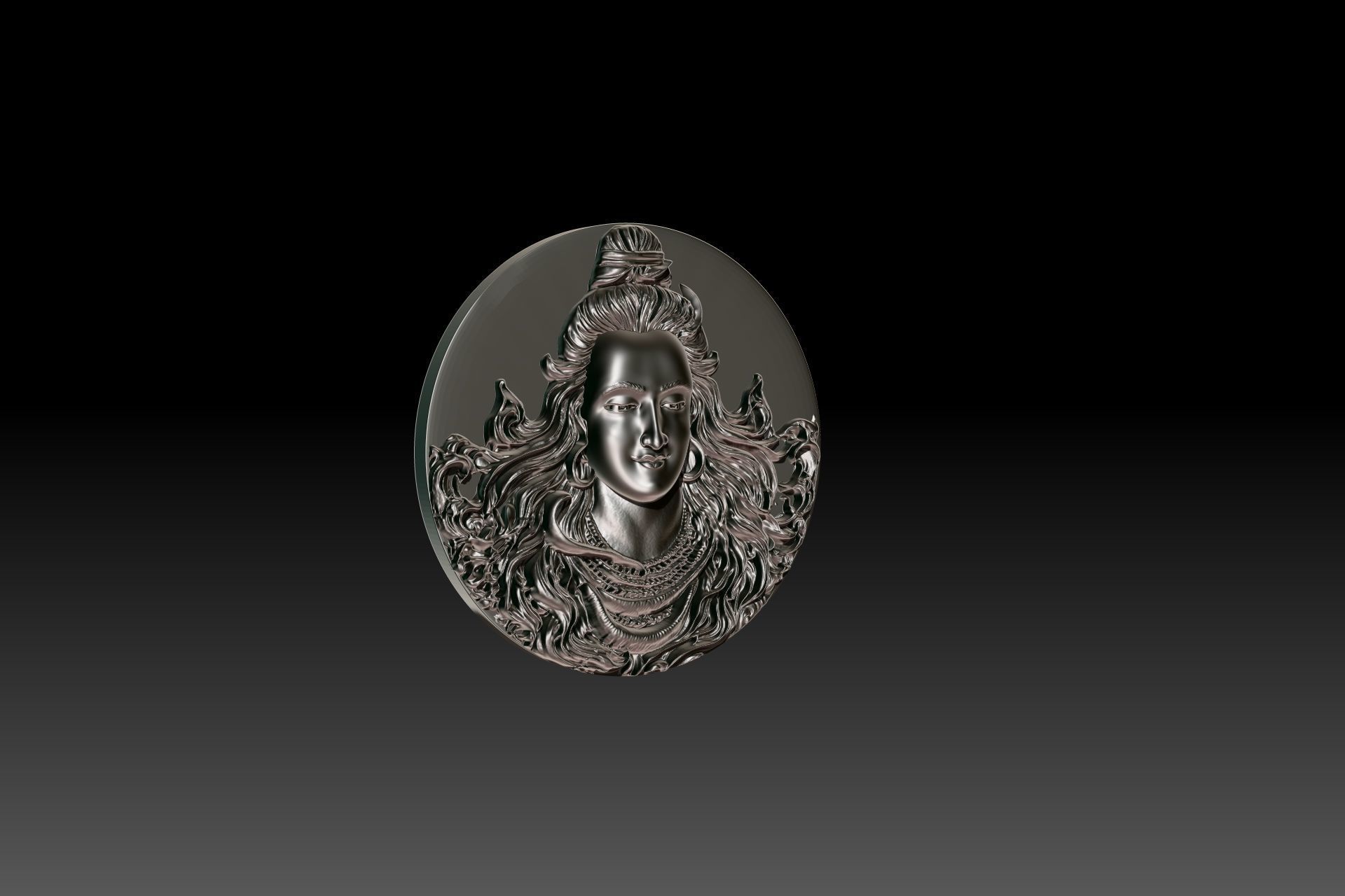 Lord Shiva Face Relief 3D STL model for cnc and printing 3D print model_3