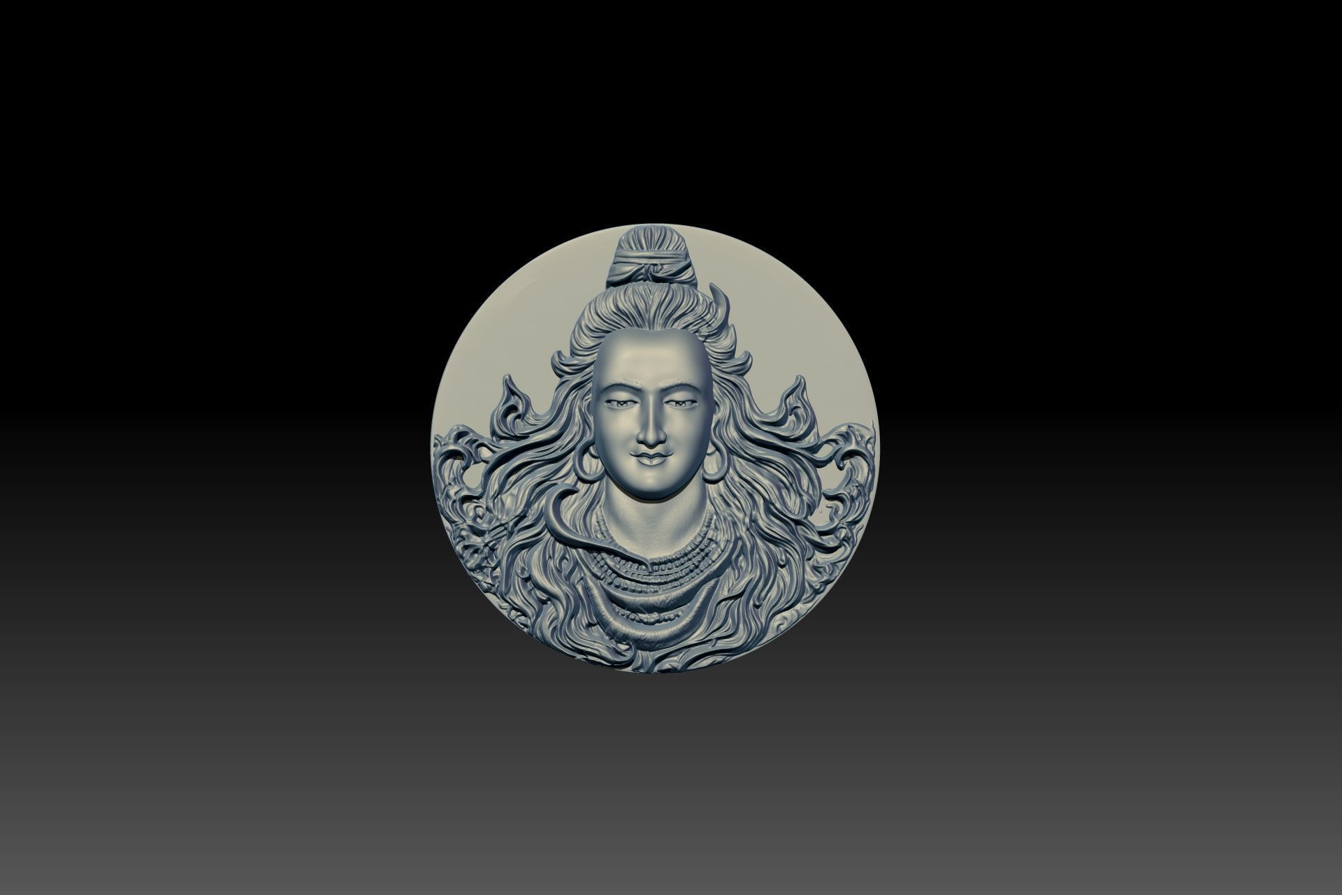 Lord Shiva Face Relief 3D STL model for cnc and printing 3D print model_4