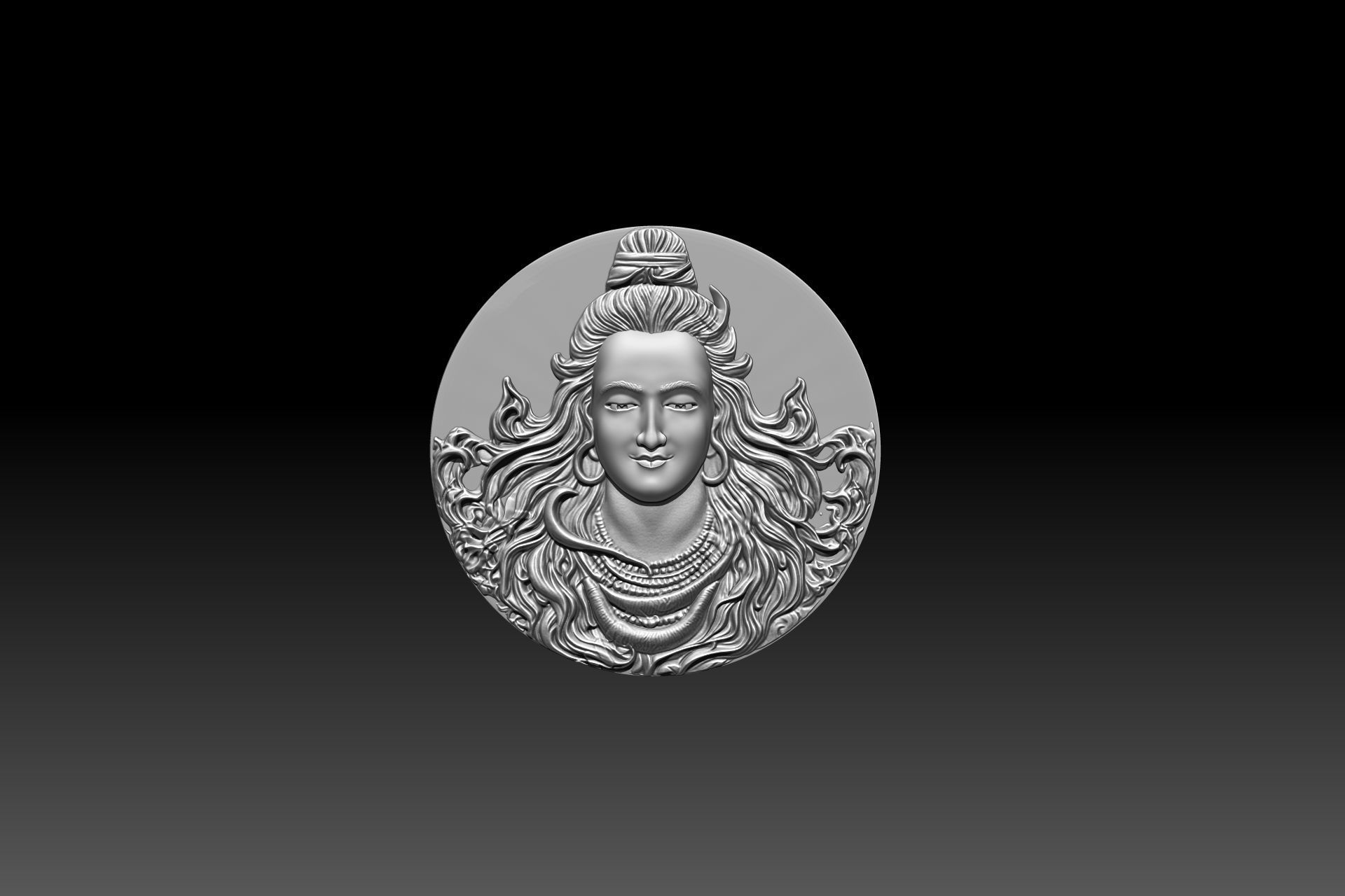 Lord Shiva Face Relief 3D STL model for cnc and printing 3D print model_1