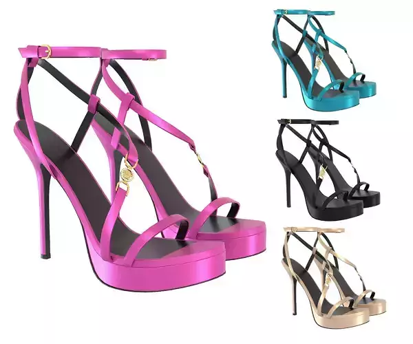 Satin Crystal Logo Shoes Heels