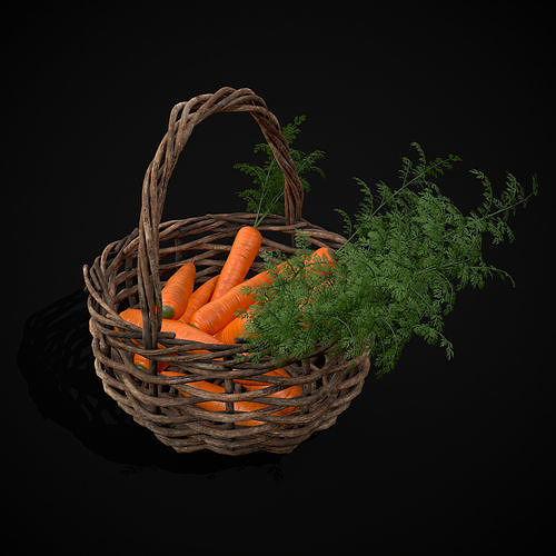 Carrot Basket Low-poly 3D model 7