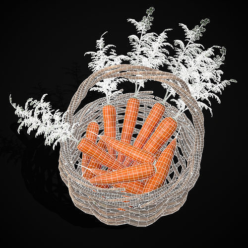 Carrot Basket Low-poly 3D model 4