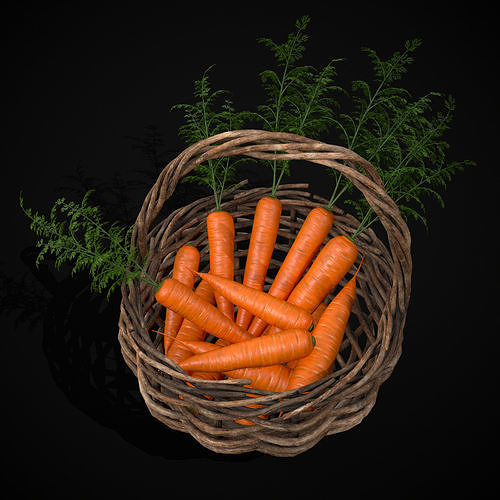Carrot Basket Low-poly 3D model 3