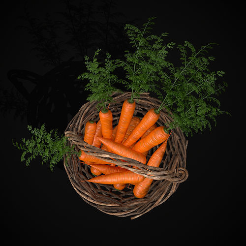 Carrot Basket Low-poly 3D model 5