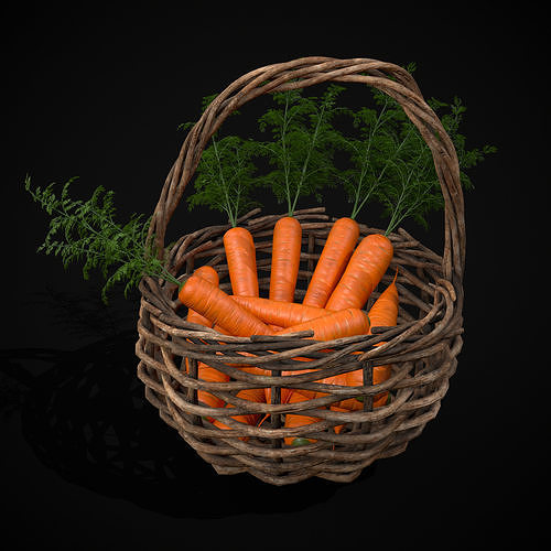 Carrot Basket Low-poly 3D model