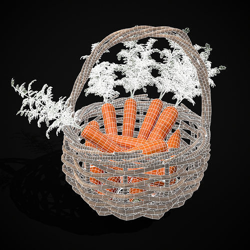 Carrot Basket Low-poly 3D model 2