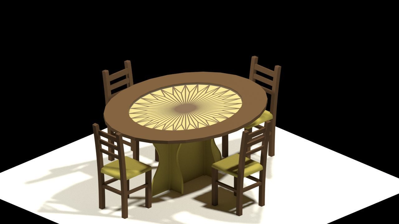 Modern 3D Table and Chair Set 3D model_4