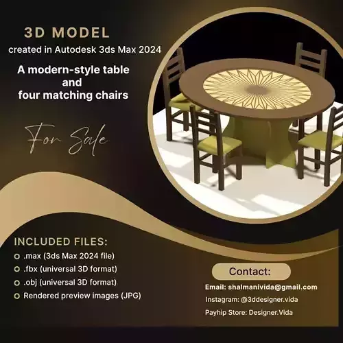 Modern 3D Table and Chair Set 