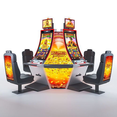 Arc Single Casino Slot Machine and Chair Low-poly 3D model