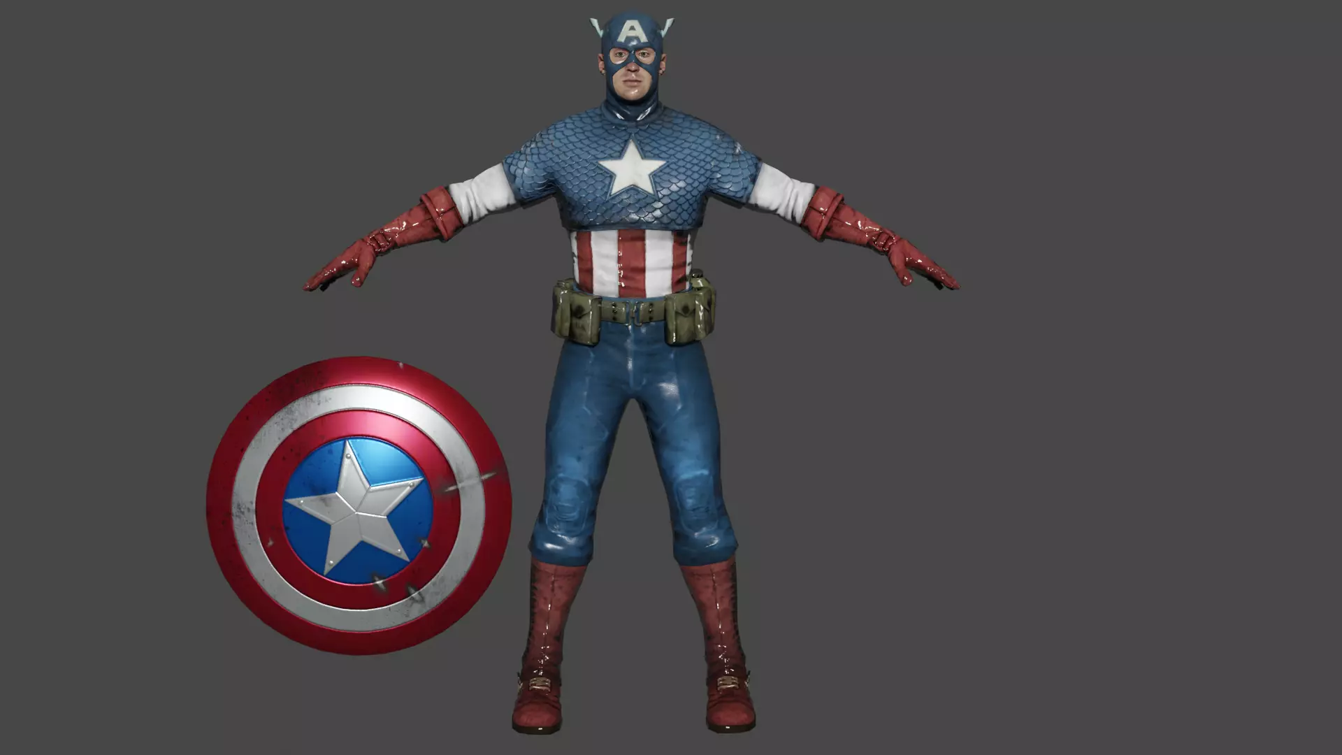 Captain America Low-poly 3D model_0