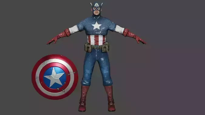 Captain America Low-poly 3D model