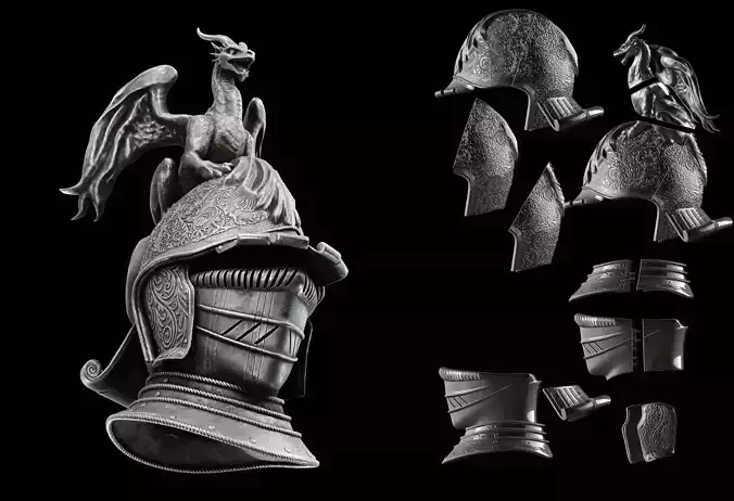 BANISHED KNIGHT HELMET 2-Pack Dragon - ELDEN Cosplay Fan Art