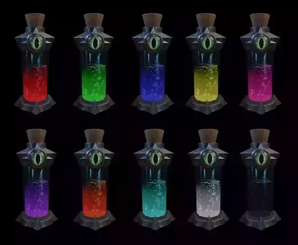 Dark Alchemy Potion Bottle Pack Stylized Fantasy Asset Bundle