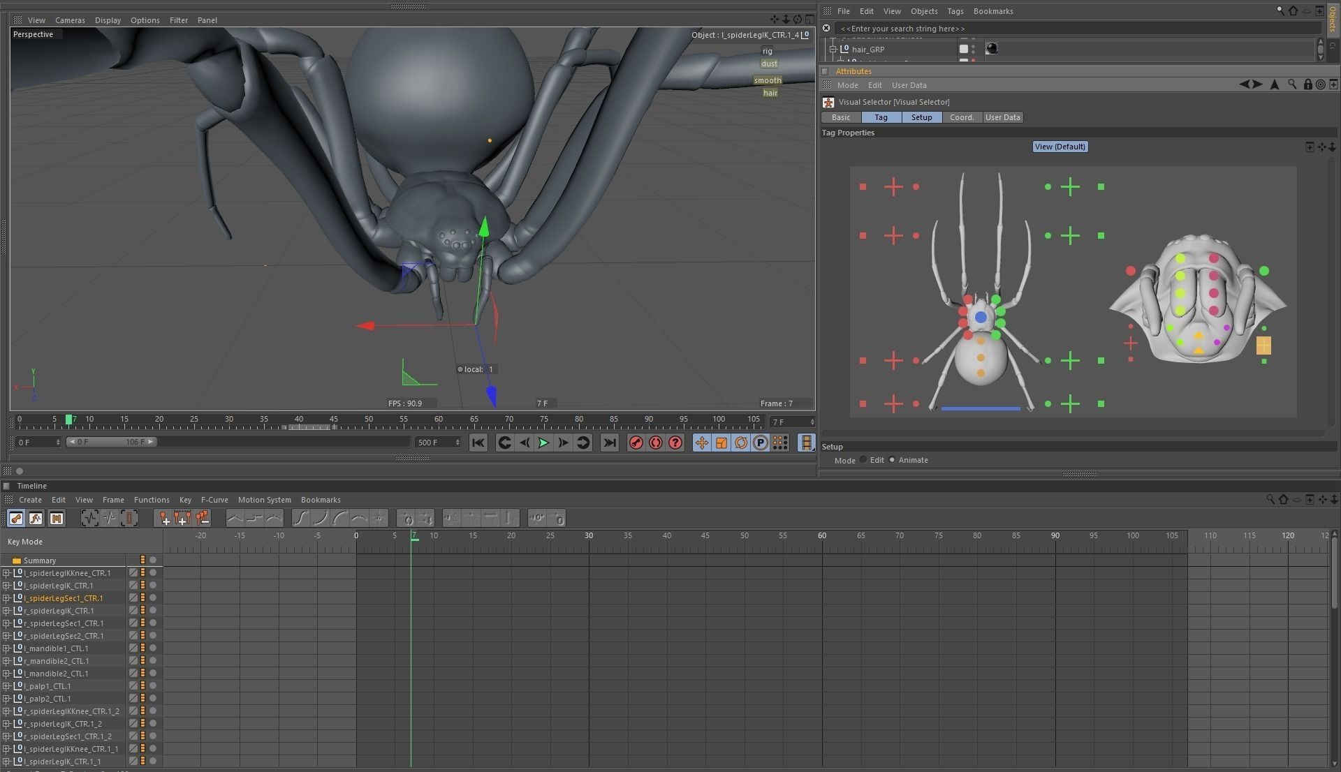 Black widow spider rigged and animated for Cinema 4d 3D model_15