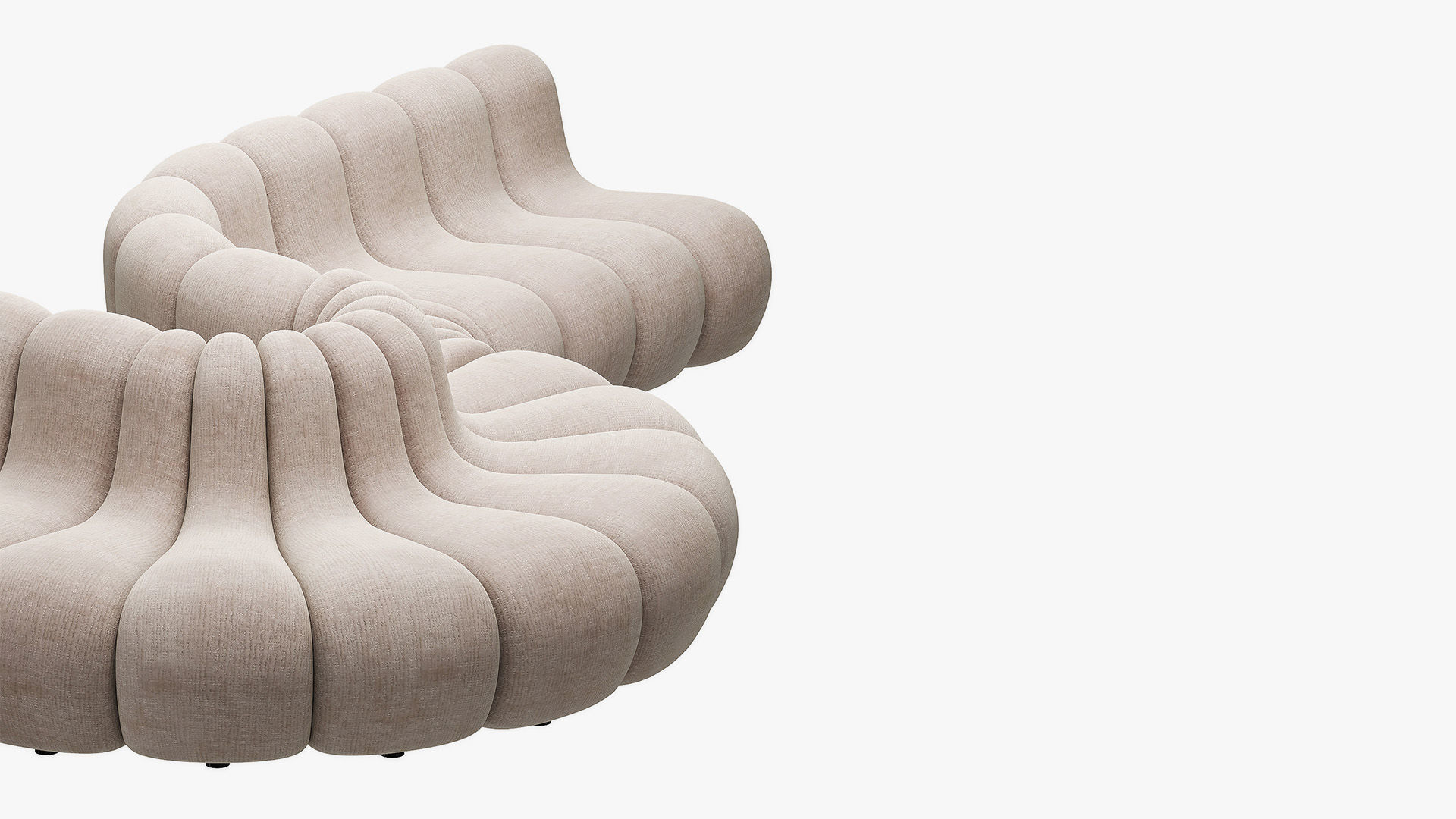 Jagger Lounge Modular Sofa Beige and Olive 3D model_4