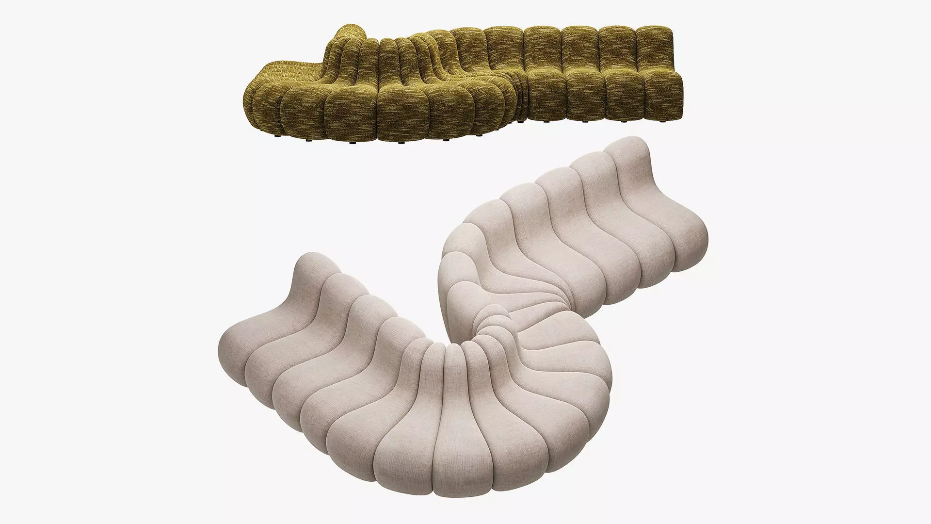 Jagger Lounge Modular Sofa Beige and Olive 3D model_0