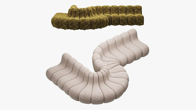 Jagger Lounge Modular Sofa Beige and Olive 3D model