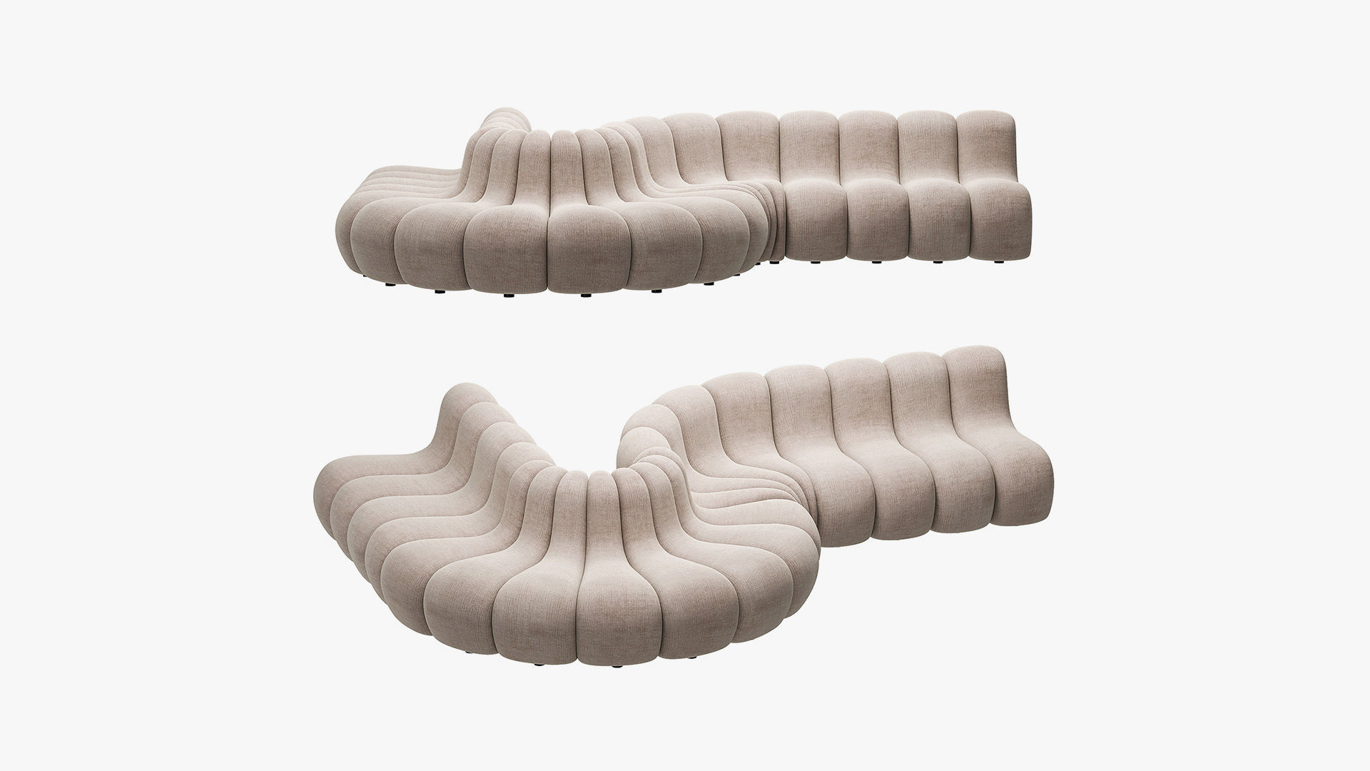 Jagger Lounge Modular Sofa Beige and Olive 3D model_2