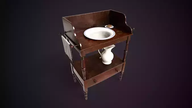 Vintage washstand  Low-poly 3D model