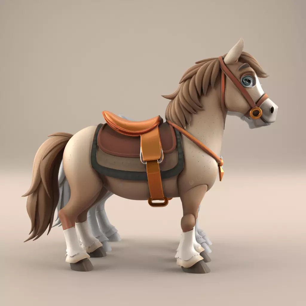 Cute Horse with Saddle 3D Print STL File 3D print model