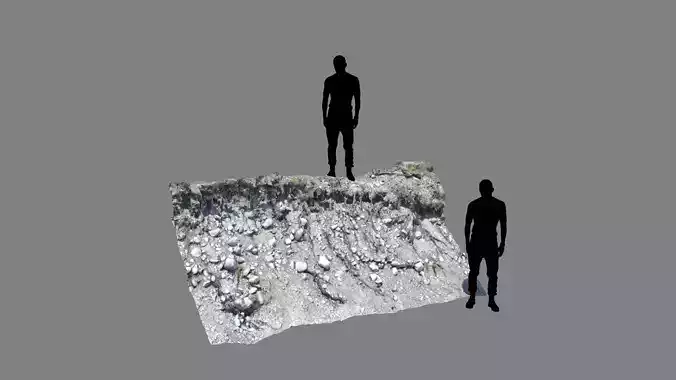 Alpine river gravel embankment with roots Low-poly 3D model Alpine river gravel embankment with roots Low-poly 3D model