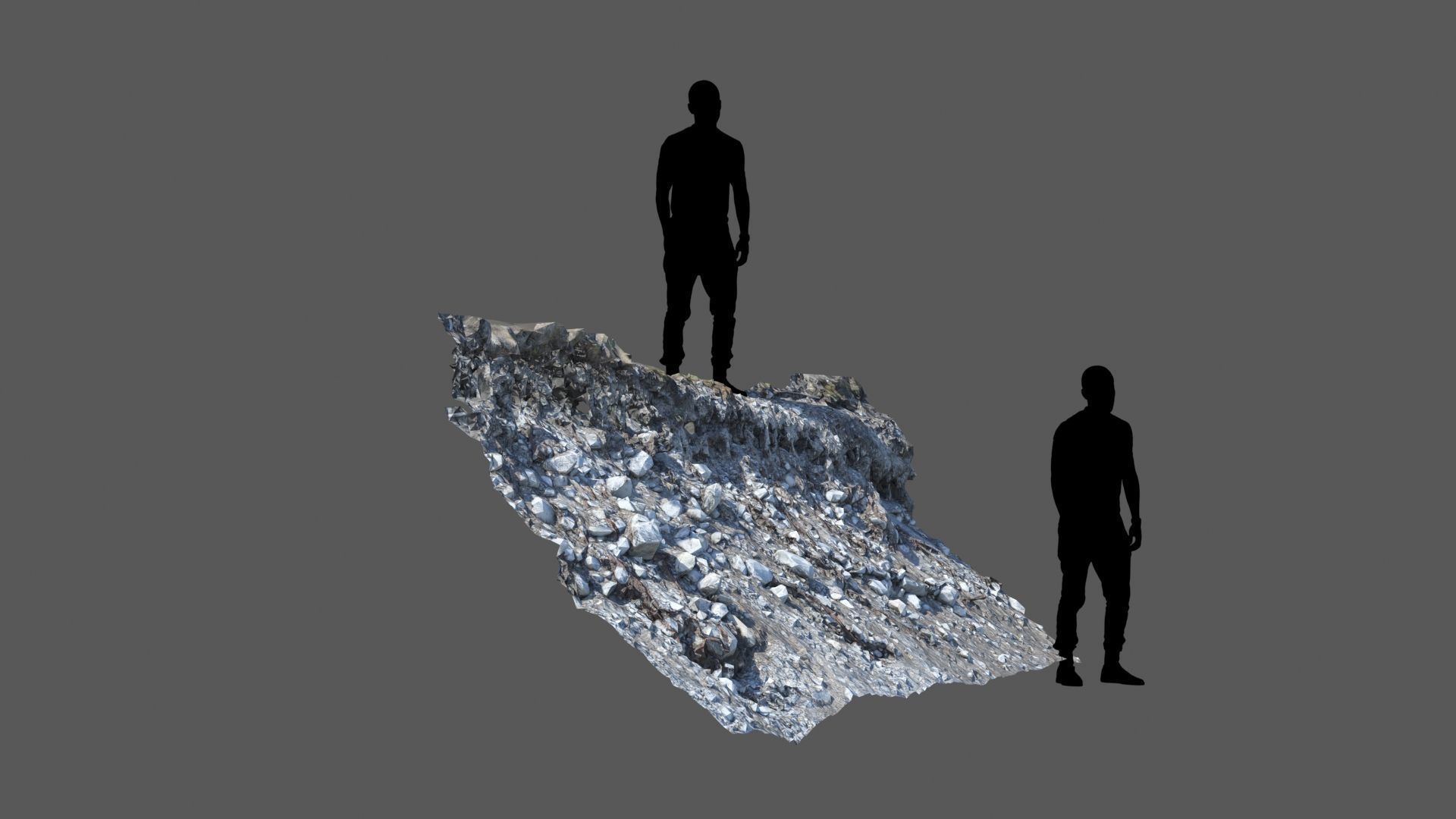 Alpine river gravel embankment with roots Low-poly 3D model_17