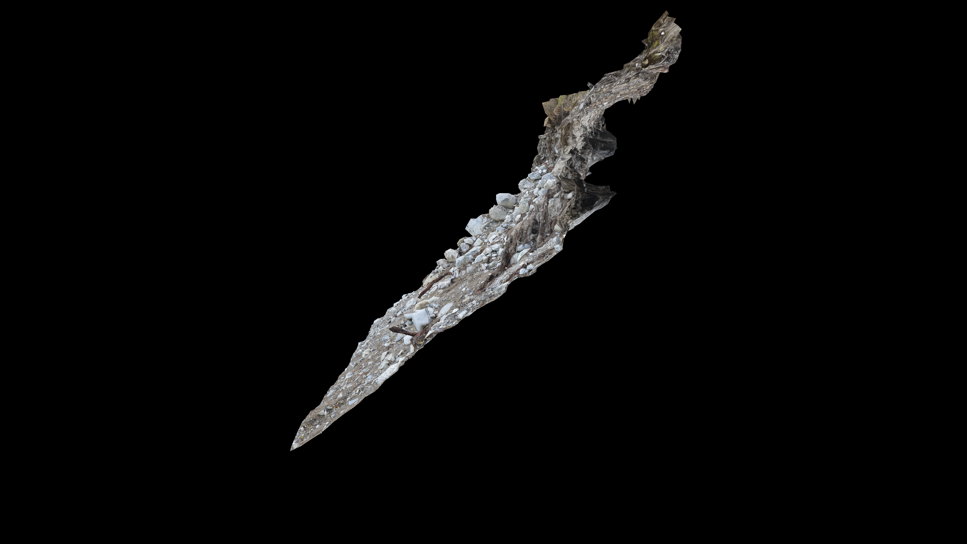 Alpine river gravel embankment with roots Low-poly 3D model_6