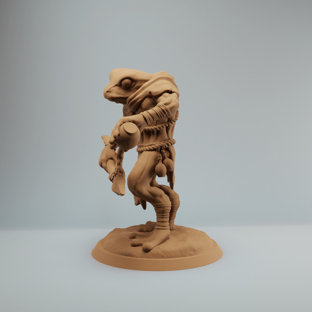 Bullywug frogfolk trackers with spears Bundle 3D print model_4
