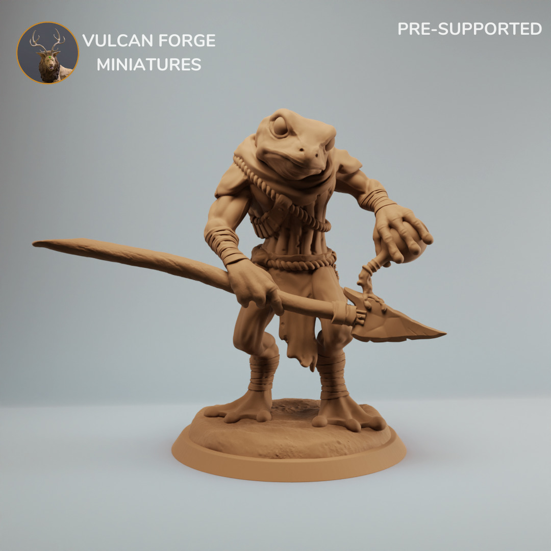 Bullywug frogfolk trackers with spears Bundle 3D print model_2