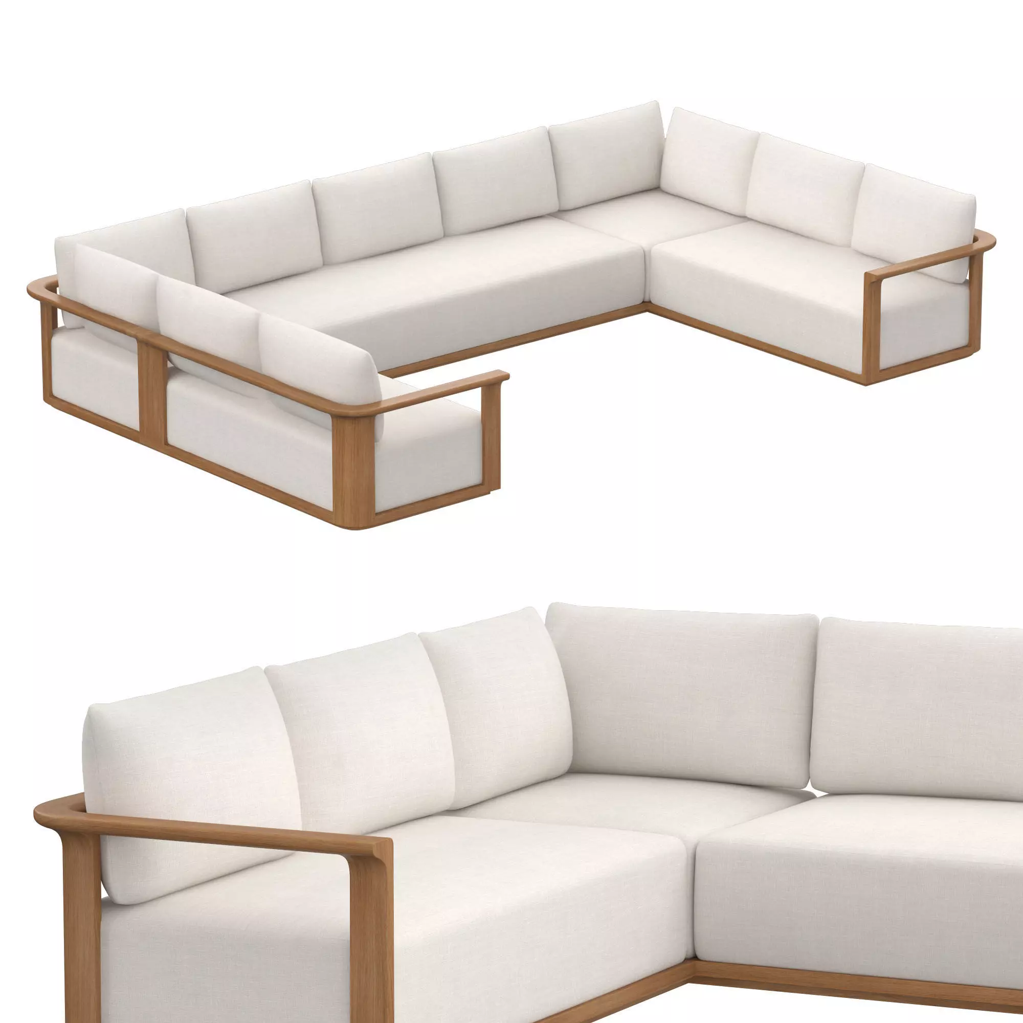 Lagos Teak Customizable Sectional 3D model