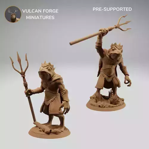 Bullywug frog people chieftain with trident