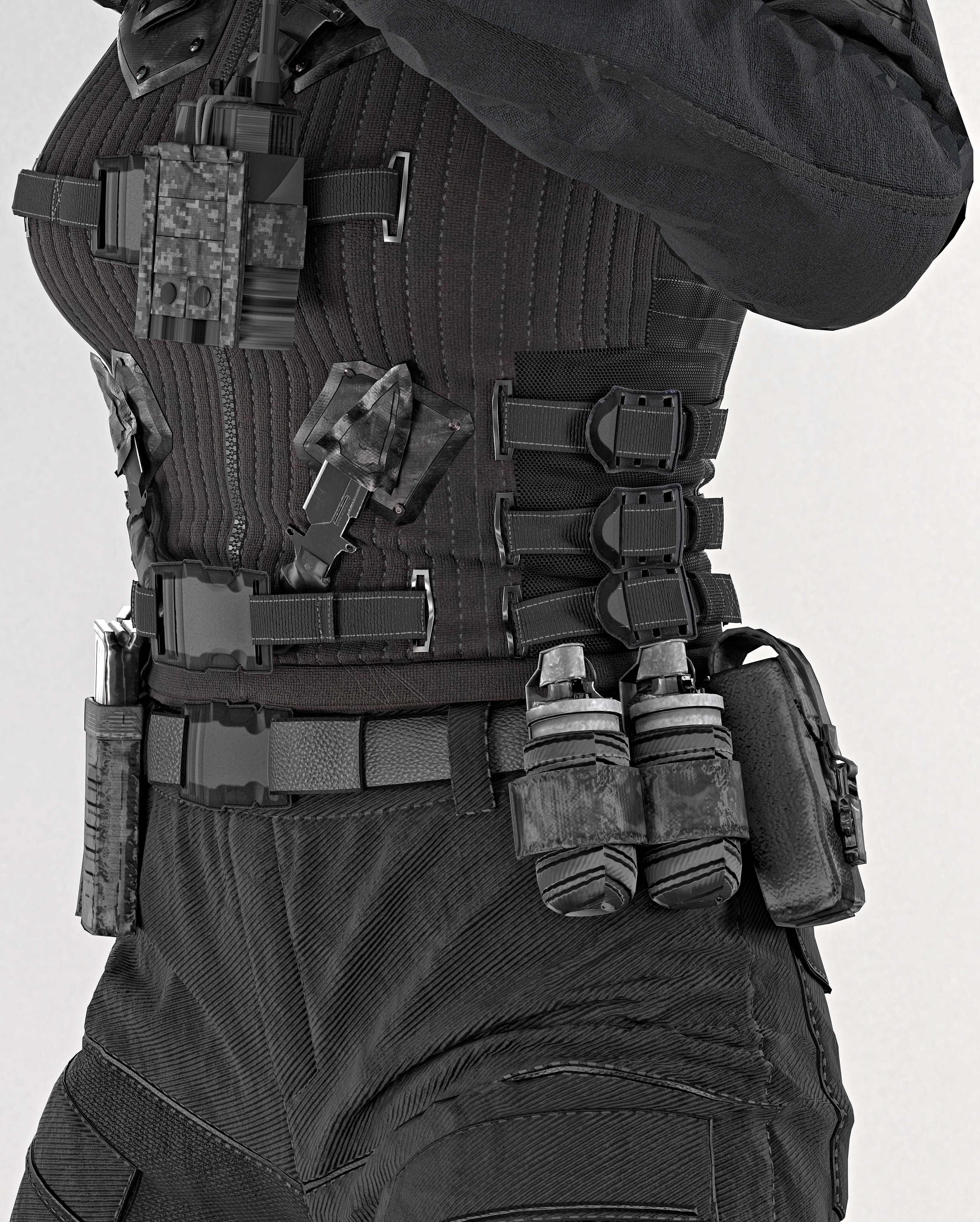 Military Outfit Full Tutorial and Project Files Low-poly 3D model_10