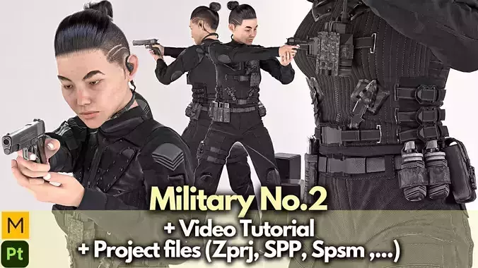 Military Outfit Full Tutorial and Project Files Low-poly 3D model