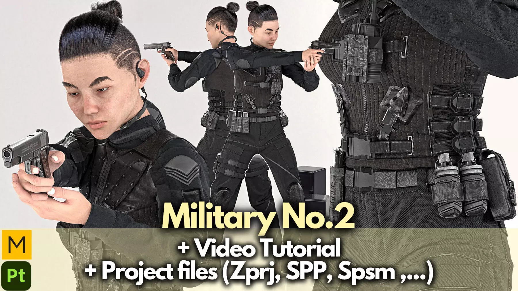 Military Outfit Full Tutorial and Project Files Low-poly 3D model_0