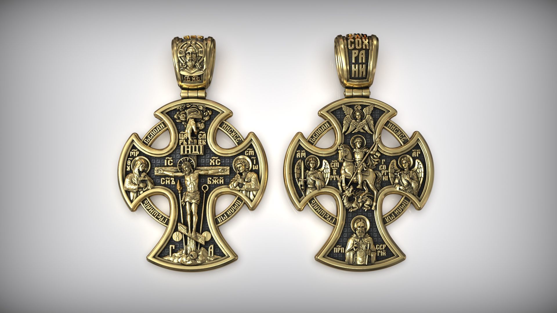 Saint George the Victorious Crucifixion and Saints Cross 3D print model_6