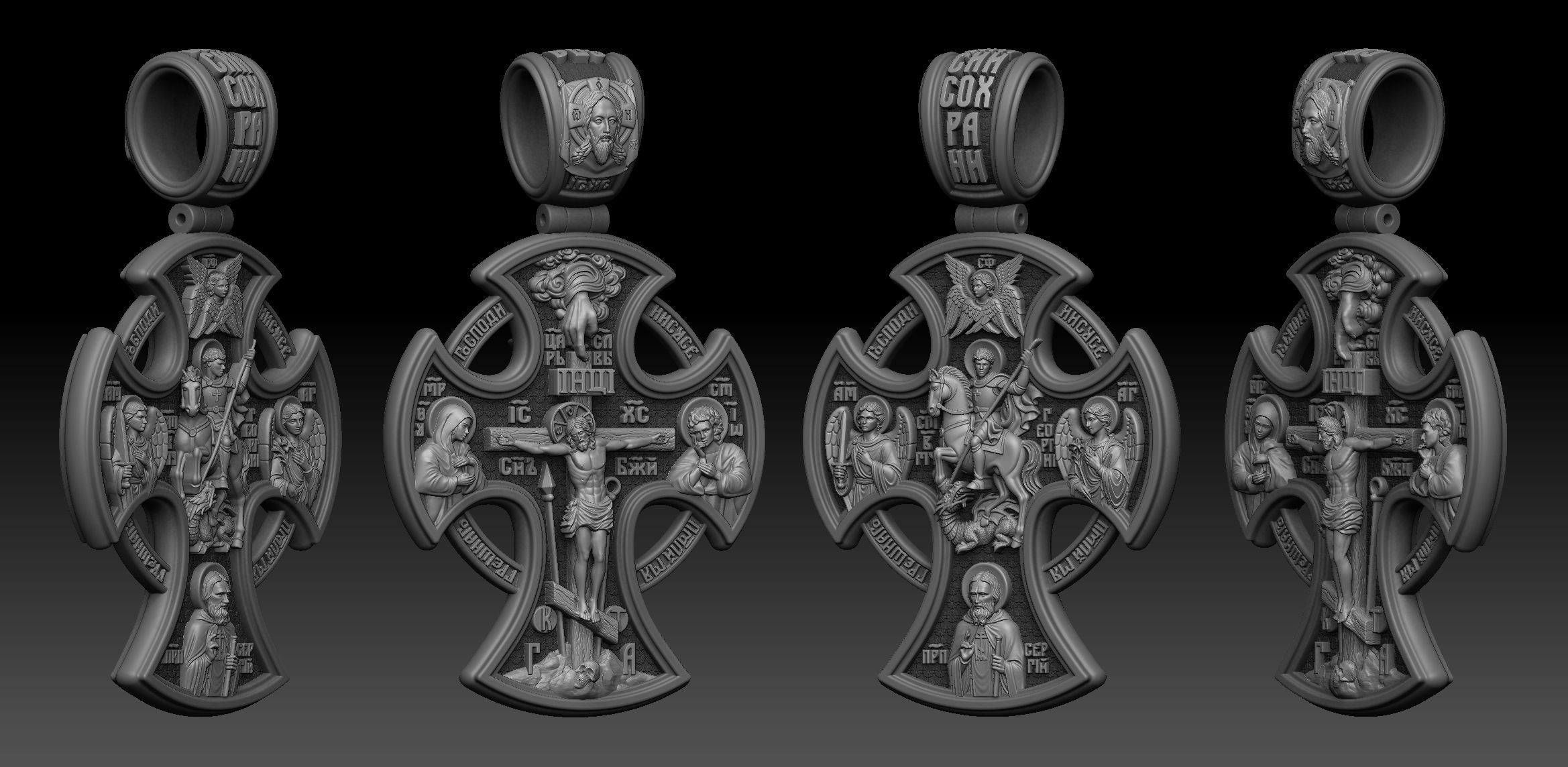 Saint George the Victorious Crucifixion and Saints Cross 3D print model_9