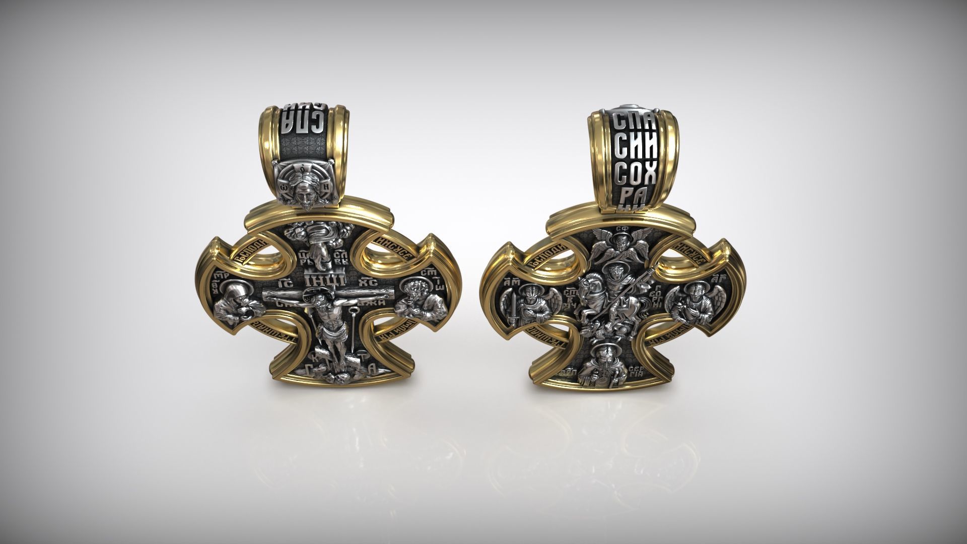 Saint George the Victorious Crucifixion and Saints Cross 3D print model_3