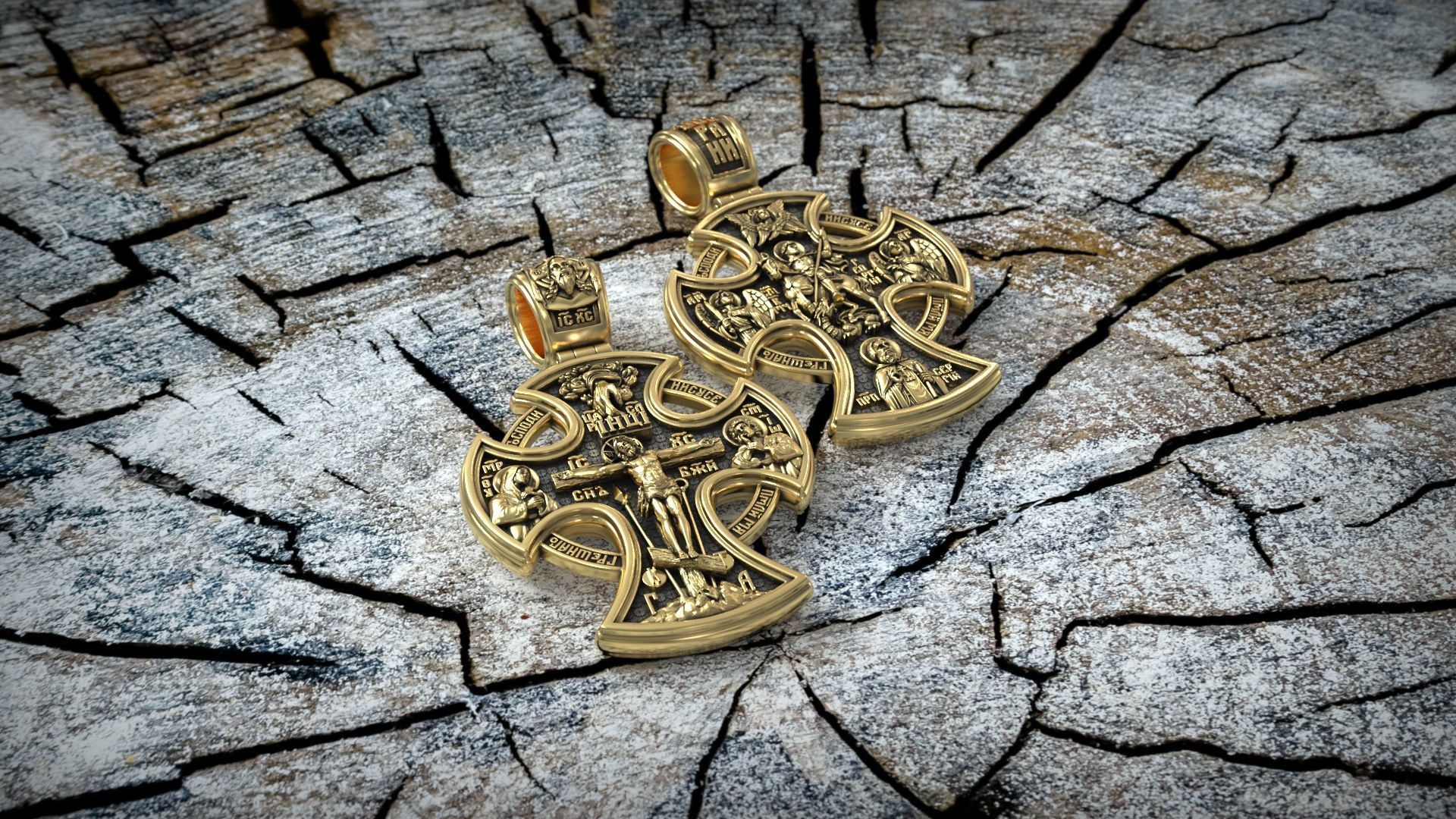 Saint George the Victorious Crucifixion and Saints Cross 3D print model_4