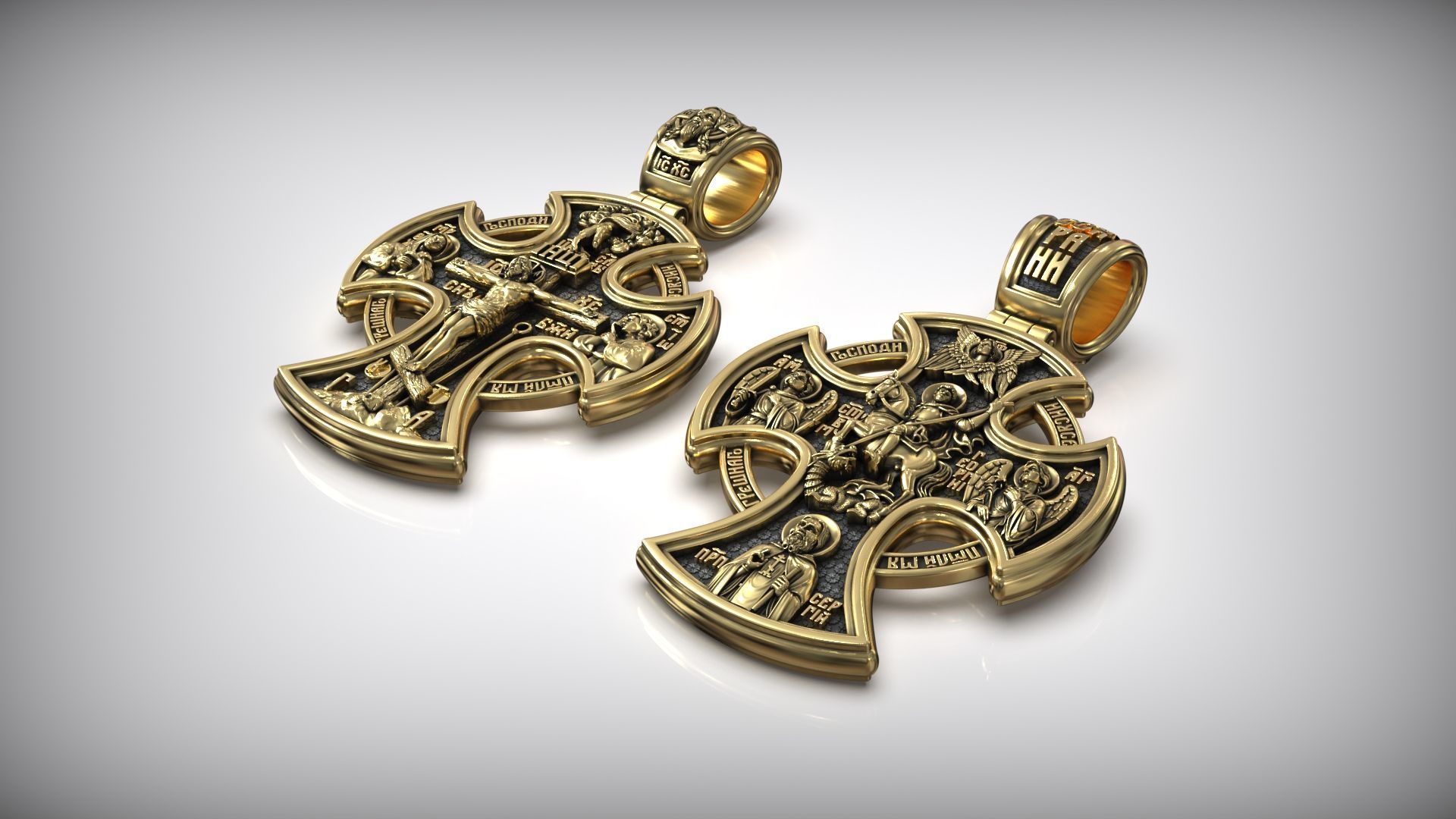 Saint George the Victorious Crucifixion and Saints Cross 3D print model_7