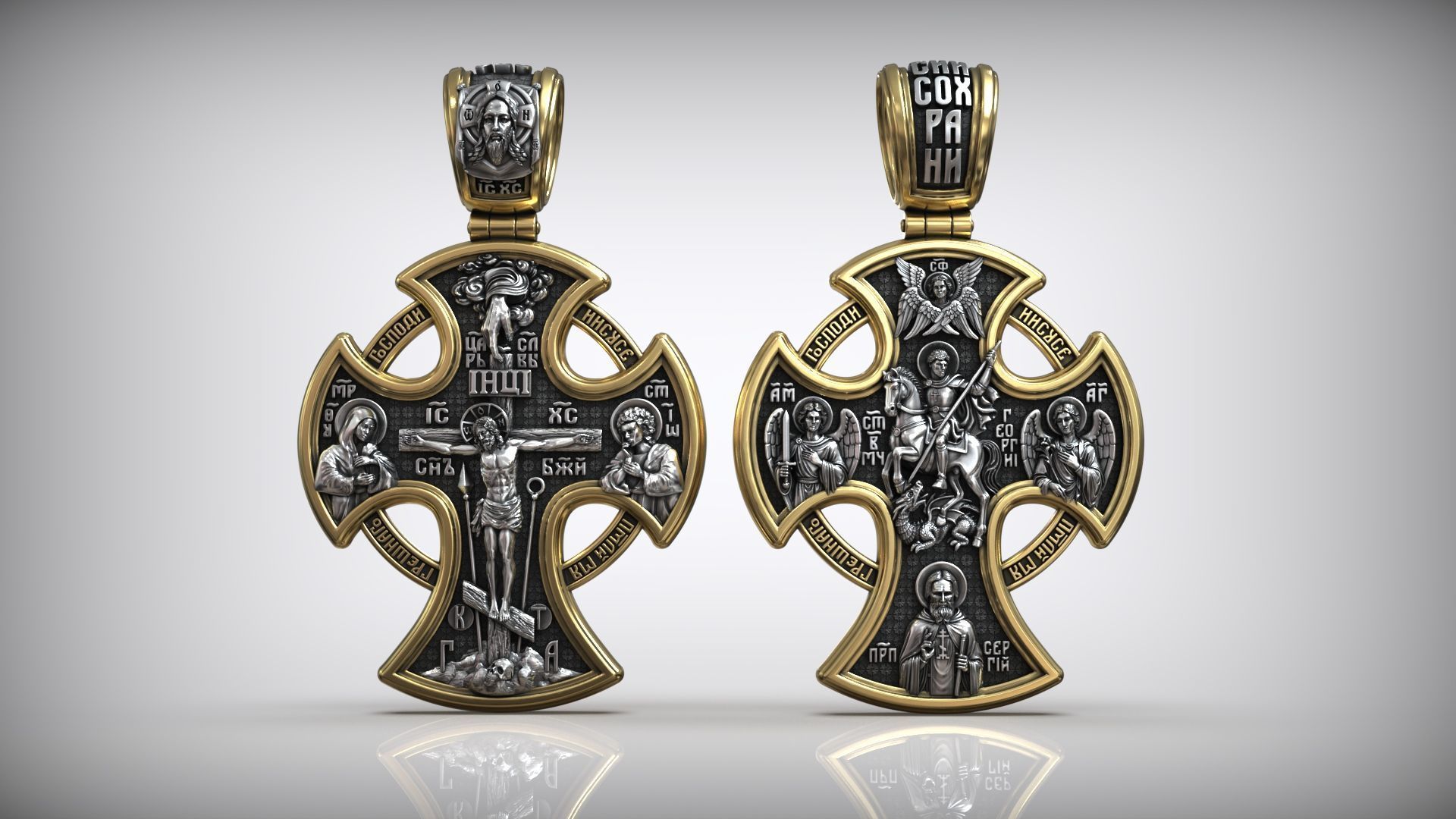 Saint George the Victorious Crucifixion and Saints Cross 3D print model_2