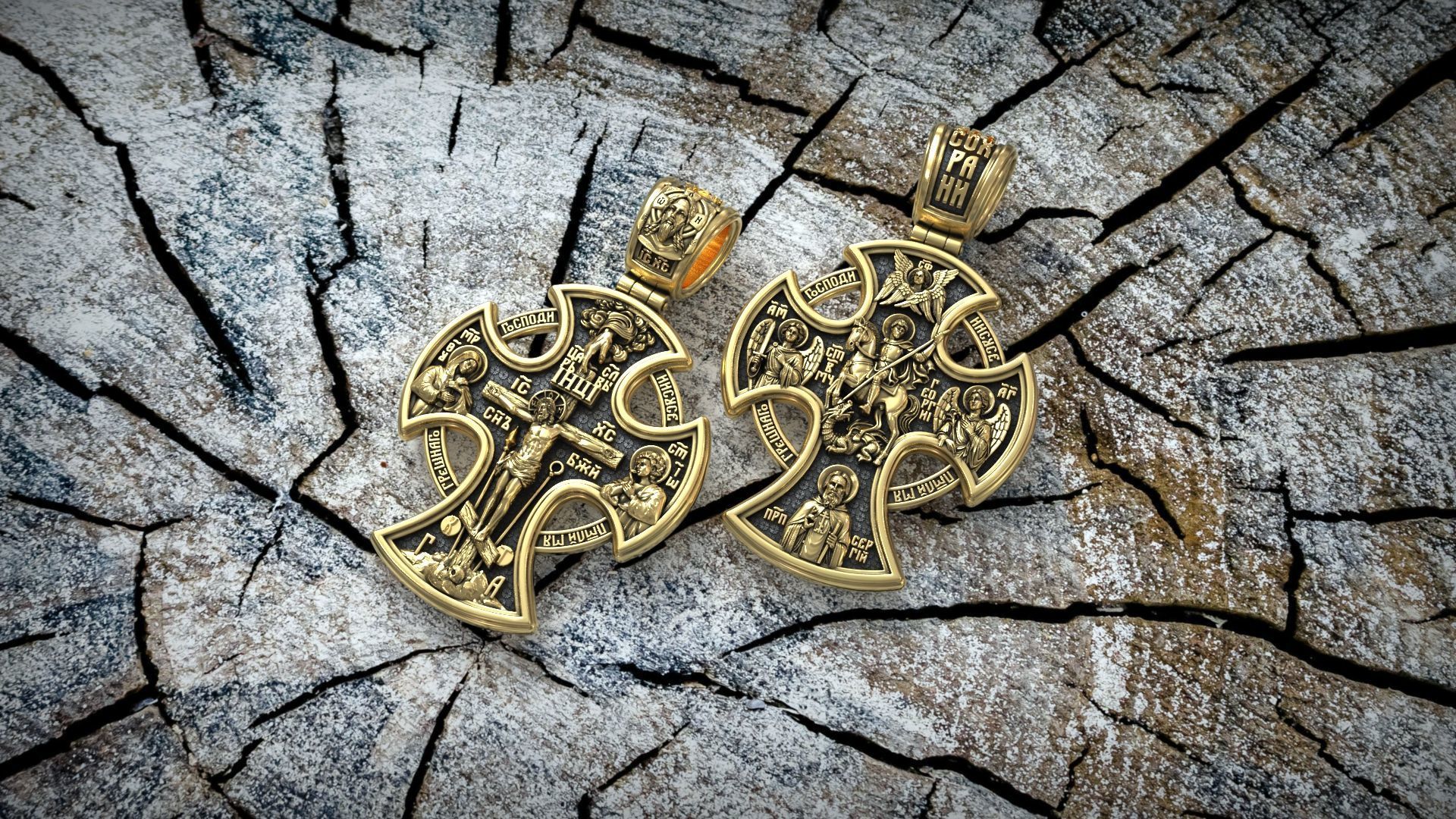 Saint George the Victorious Crucifixion and Saints Cross 3D print model_8