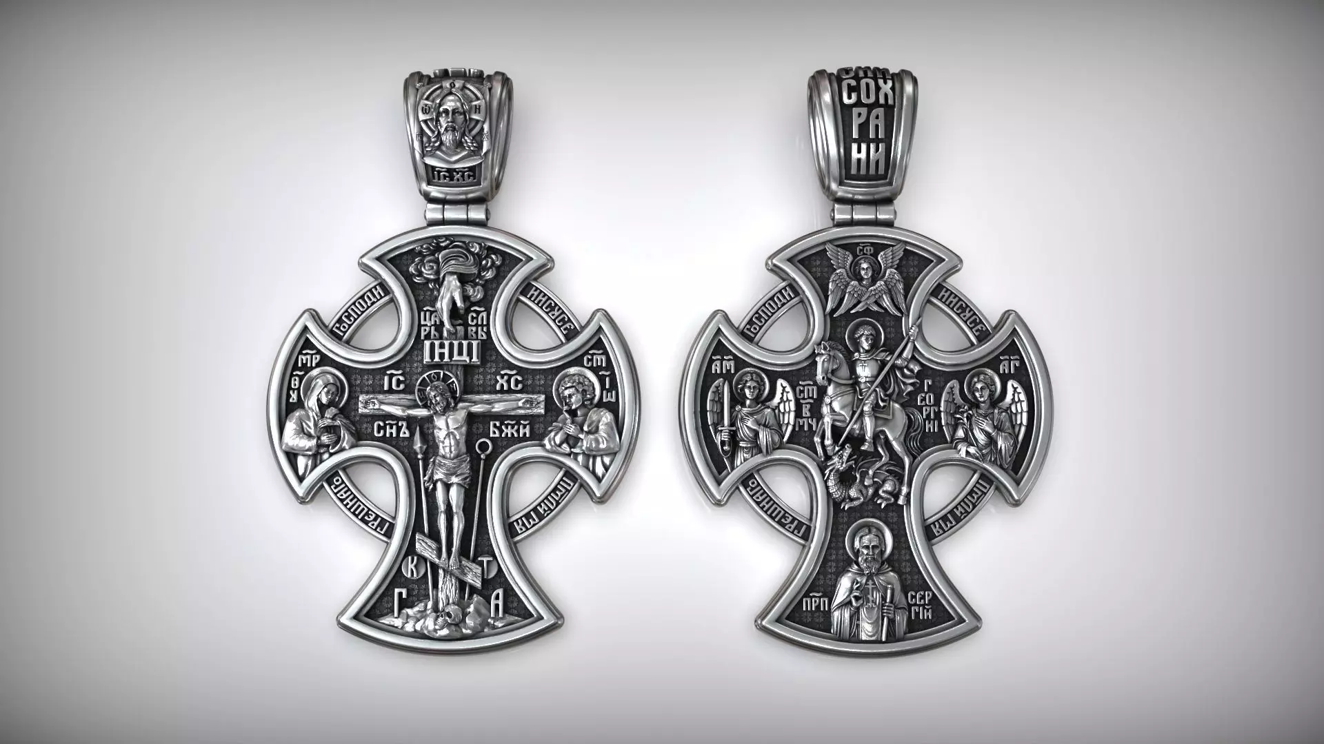 Saint George the Victorious Crucifixion and Saints Cross 3D print model_0