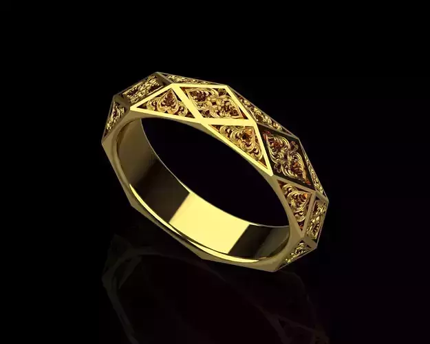 Wedding ring   facets 3D print model