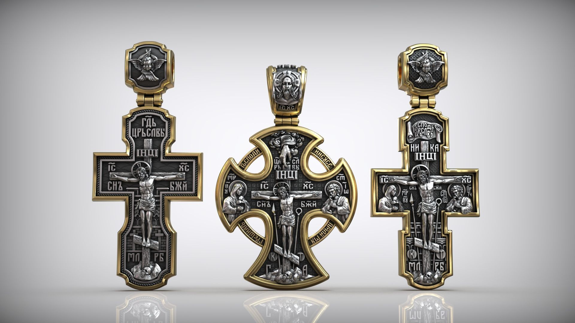Jesus Christ Crucifixion and Saints Orthodox Crosses Collection _2