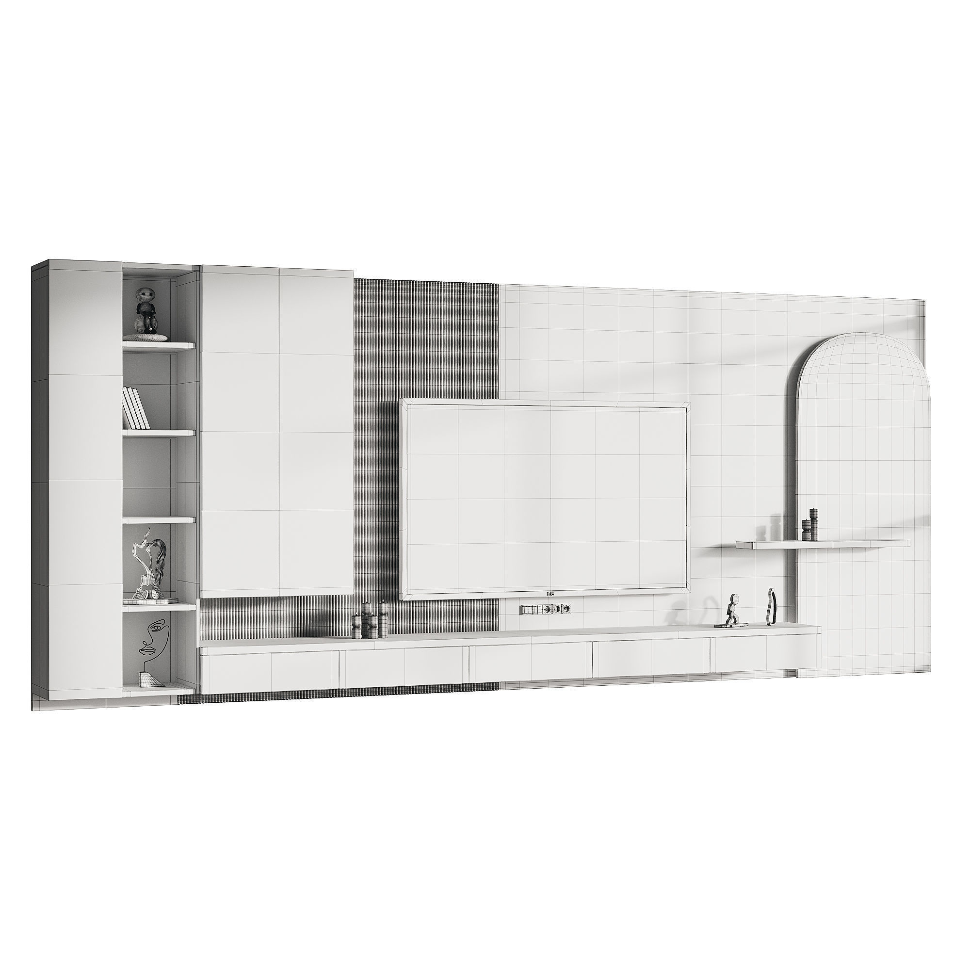 Modern TV Wall 05 3D model_13