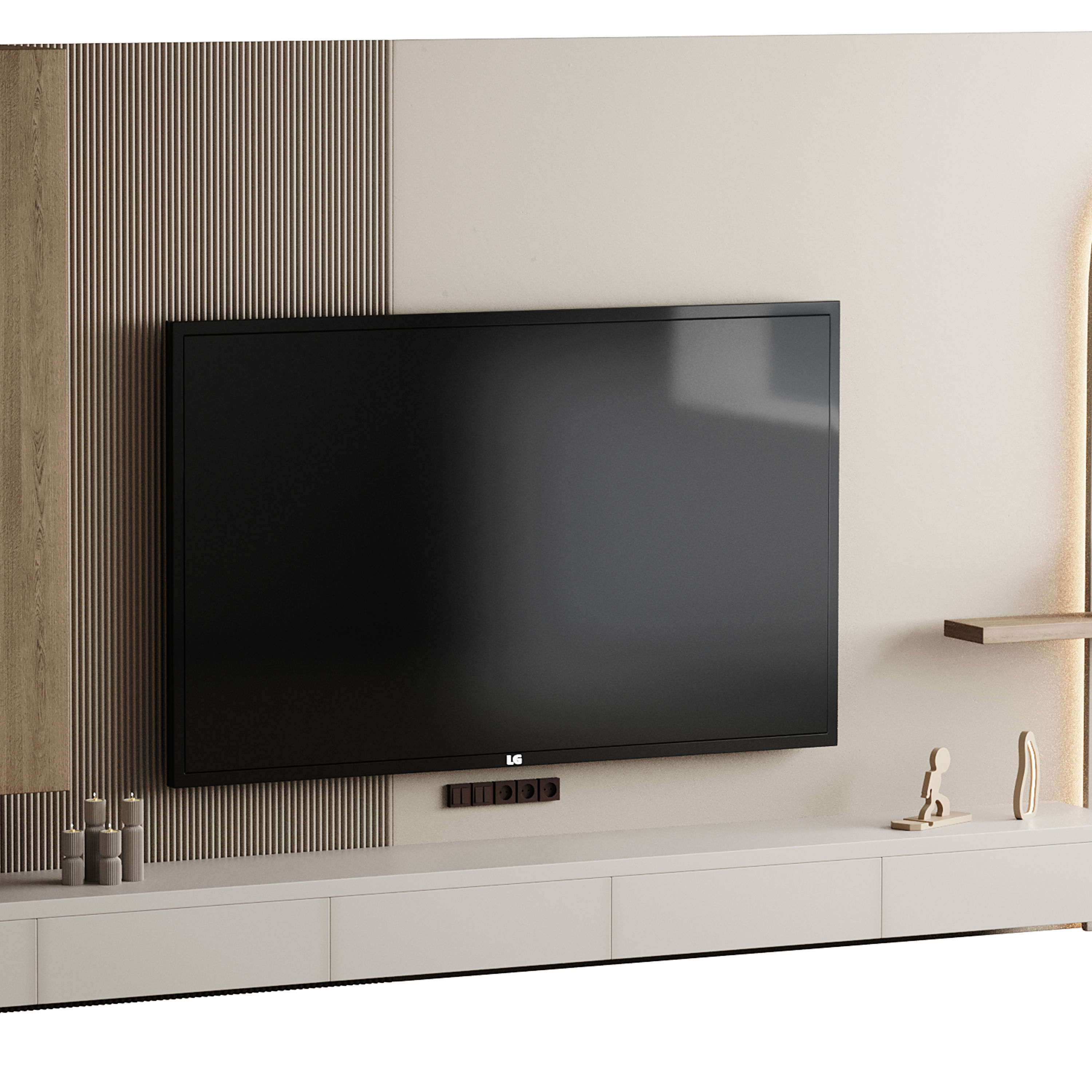 Modern TV Wall 05 3D model_11