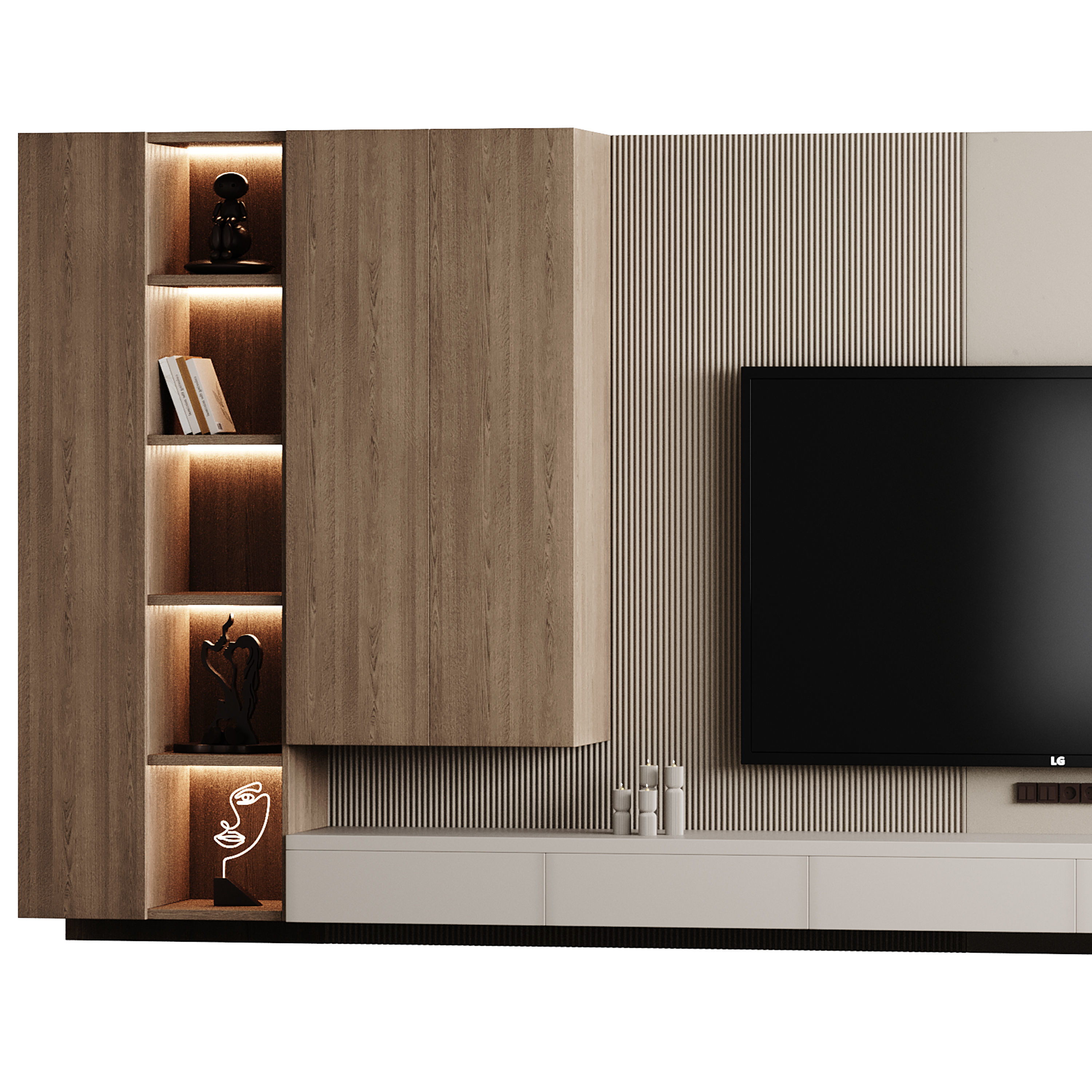 Modern TV Wall 05 3D model_10