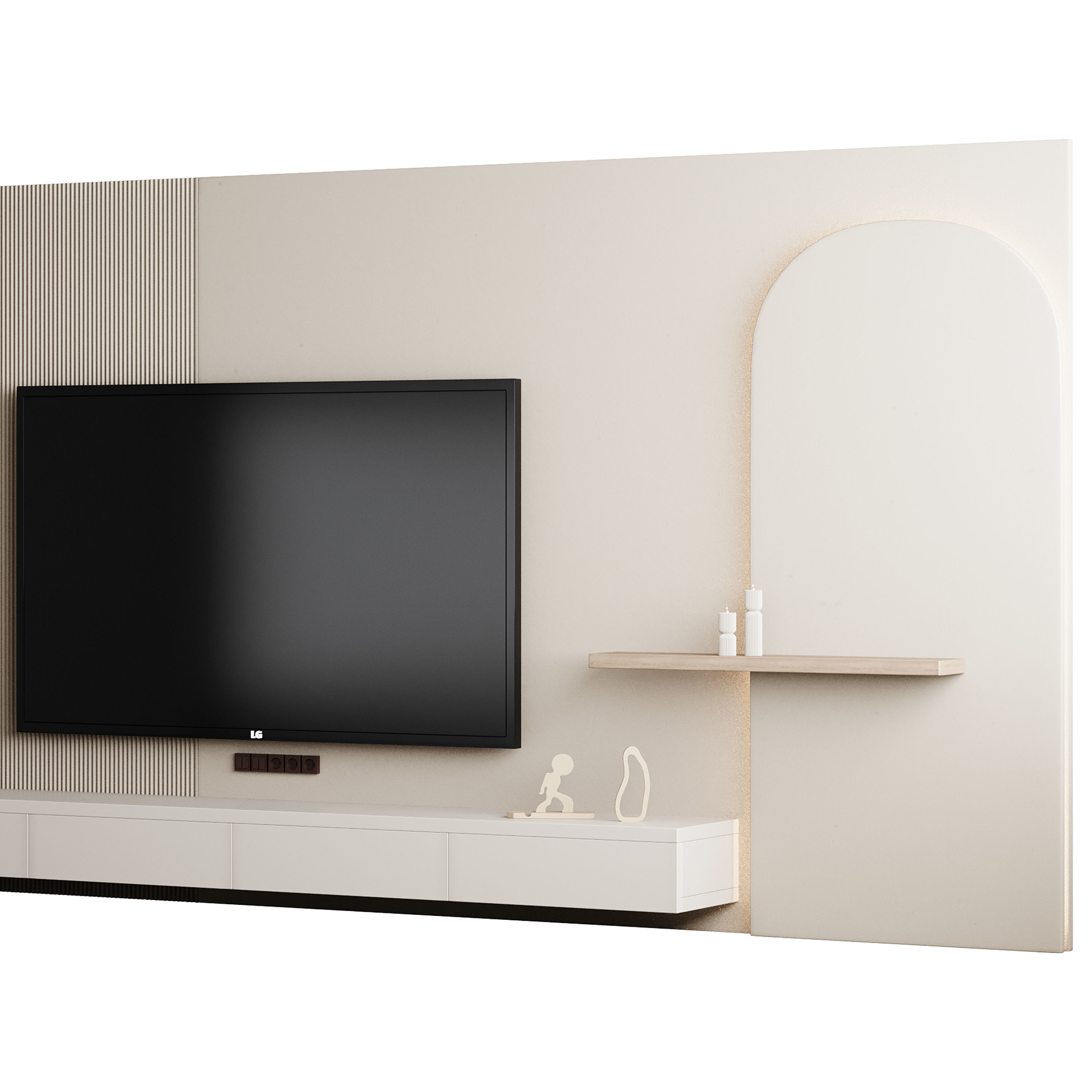 Modern TV Wall 05 3D model_12