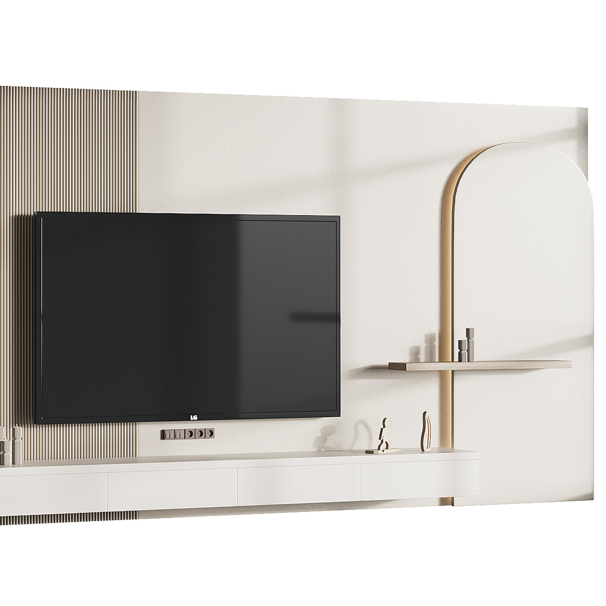 Modern TV Wall 05 3D model_6