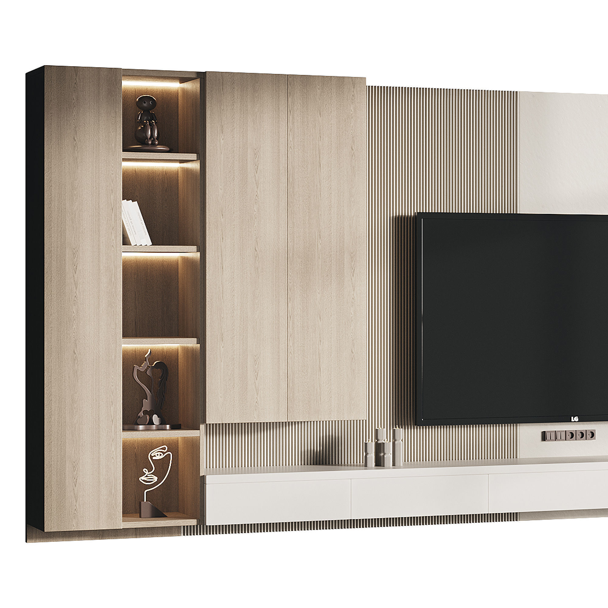 Modern TV Wall 05 3D model_5